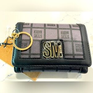 Steve Madden NWT Trifold Wallet light lavender black trim & logo w/keyring